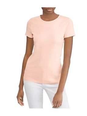 NWT Ralph Lauren Womens Knit Basic T-Shirt, pink Embroidered Logo Cotton Sz S